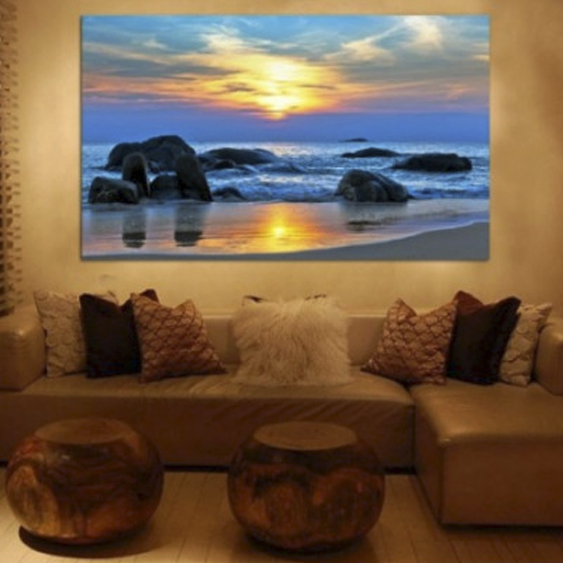 Πίνακας σε καμβά με Τοπία Παραλία με βράχια